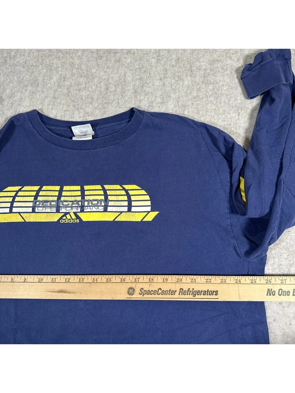 Vintage Adidas T-Shirt XXL? Chest Logo Long Sleeve Men's Navy Blue Y2K